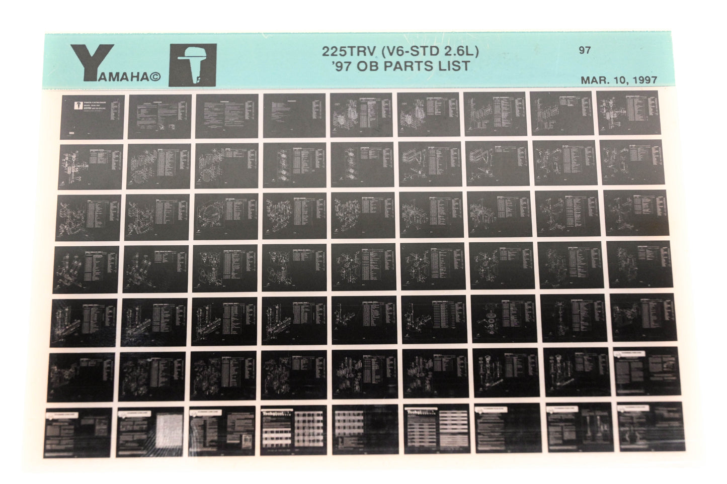 OEM Yamaha XM007-98 1997 225TRV(V6-STD 2.6L) Outboard Parts List Microfiche