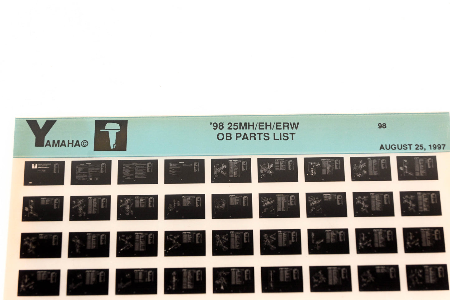 OEM Yamaha XM008-13 1998 25MH/EH/ERW Outboard Parts List Microfiche