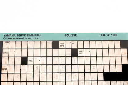 OEM Yamaha XM008-15 1996 20U/25U Service Manual Microfiche