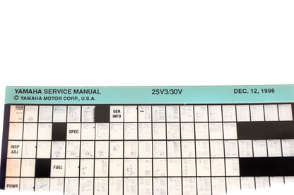 OEM Yamaha XM008-24 1996 25V3/30V Service Manual Microfiche
