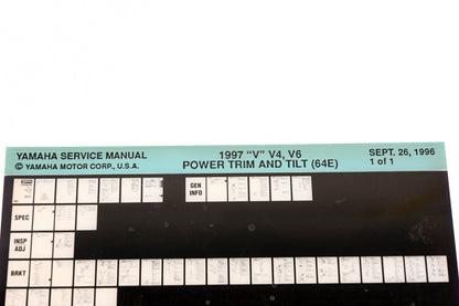 OEM Yamaha XM008-26 1997 "V"V4,V6 Power Trim & Tilt (64E) Manual Microfiche