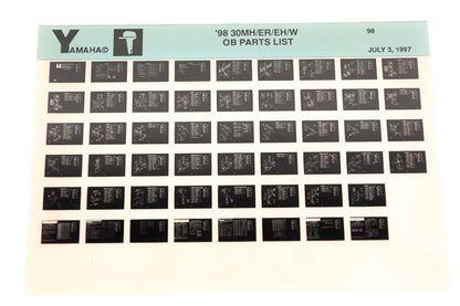 OEM Yamaha XM008-29 1998 30MH/ER/EH/W Outboard Parts List Microfiche