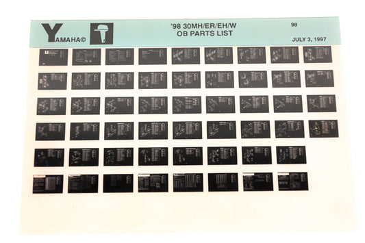 OEM Yamaha XM008-29 1998 30MH/ER/EH/W Outboard Parts List Microfiche