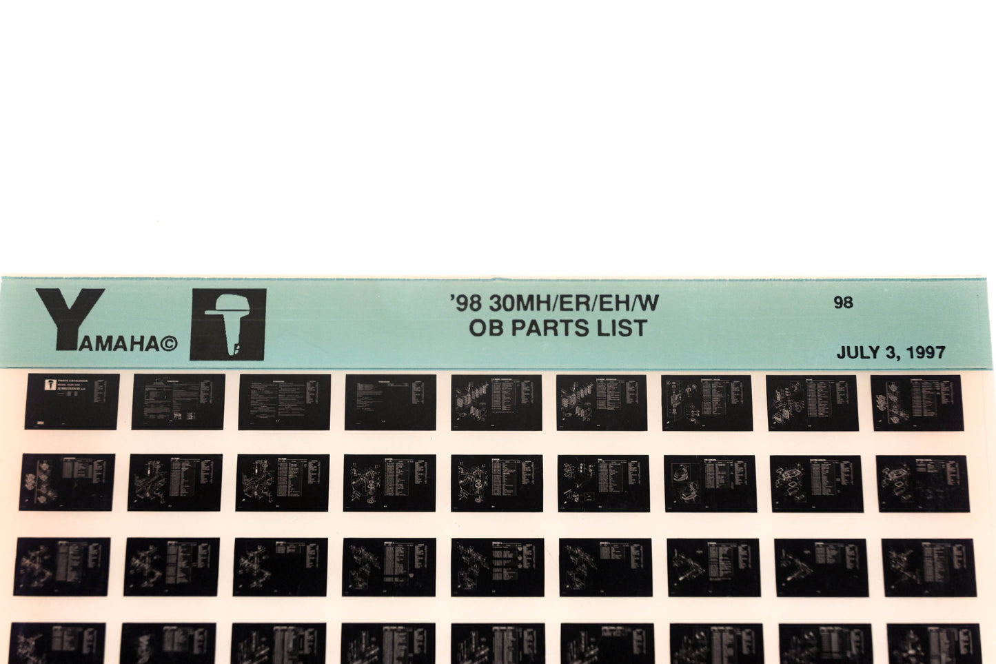 OEM Yamaha XM008-29 1998 30MH/ER/EH/W Outboard Parts List Microfiche