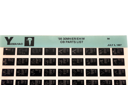 OEM Yamaha XM008-29 1998 30MH/ER/EH/W Outboard Parts List Microfiche