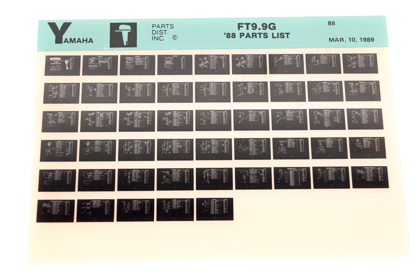 OEM Yamaha XM008-32 1988 FT9.9G Outboard Parts List Microfiche