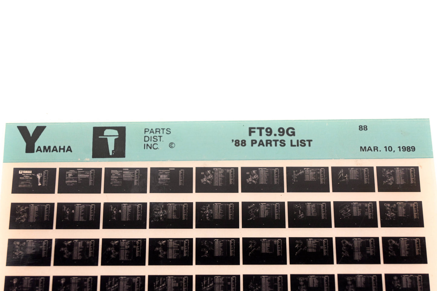 OEM Yamaha XM008-32 1988 FT9.9G Outboard Parts List Microfiche
