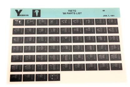 OEM Yamaha XM008-34 1988 70ETG Outboard Parts List Microfiche