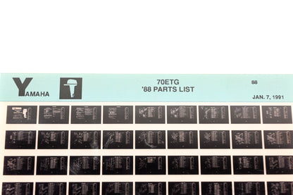 OEM Yamaha XM008-34 1988 70ETG Outboard Parts List Microfiche