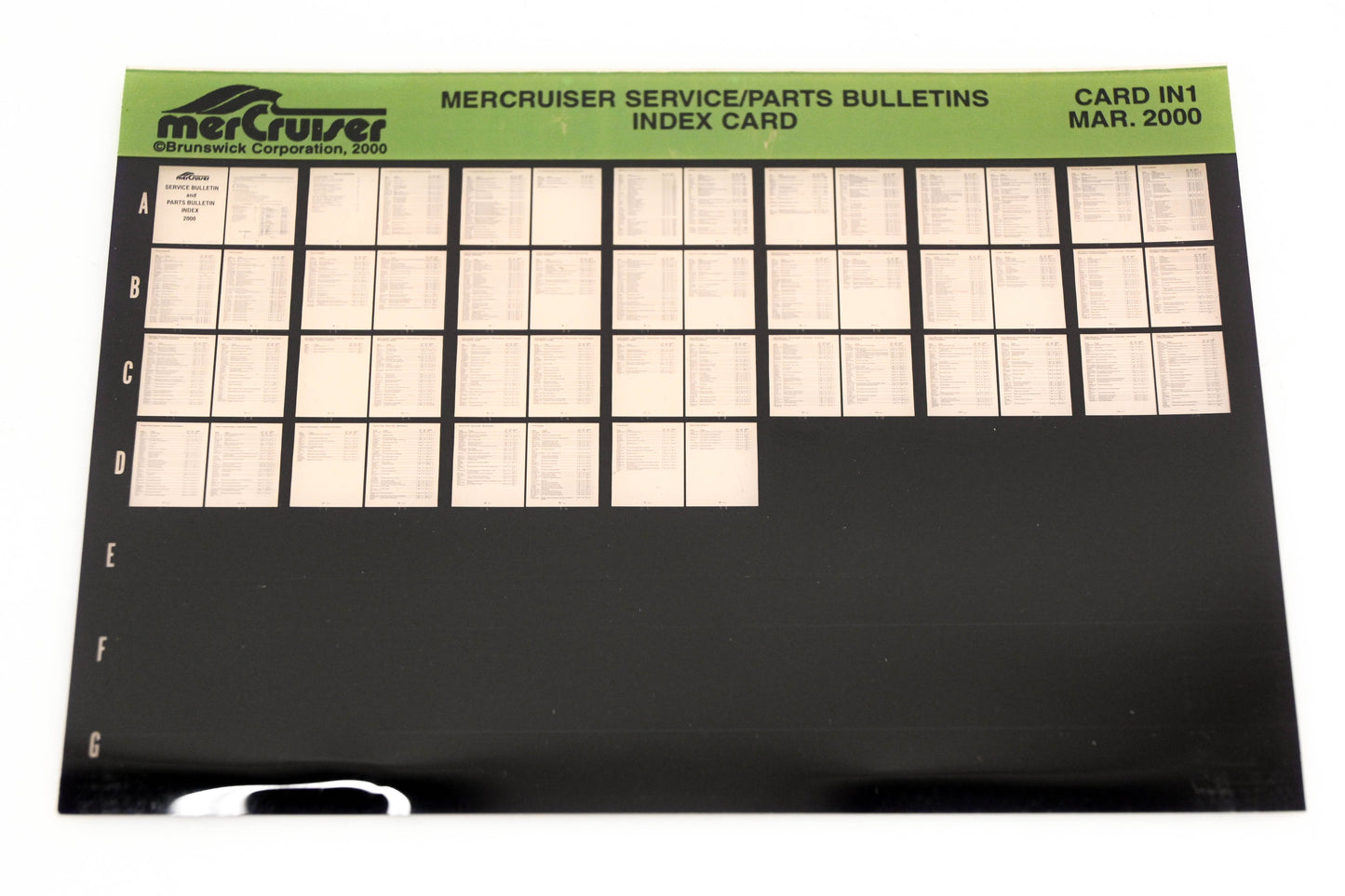 Mercruiser XM008-37 Service/Parts Bulletin Index Card IN1 Microfiche