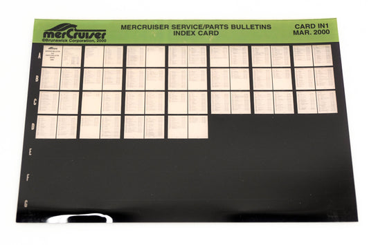 Mercruiser XM008-37 Service/Parts Bulletin Index Card IN1 Microfiche