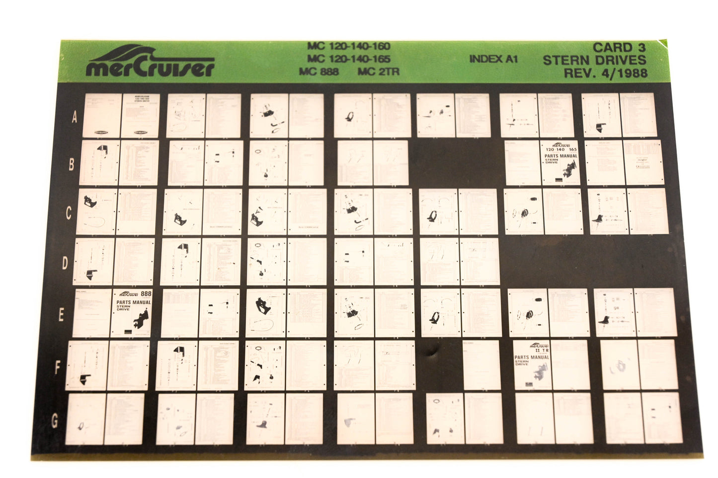 Mercruiser XM008-40 Stern Drive MC120-140-160, MC120-140-165, MC888, MC2TR Card 3 Microfiche