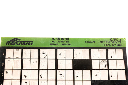 Mercruiser XM008-40 Stern Drive MC120-140-160, MC120-140-165, MC888, MC2TR Card 3 Microfiche