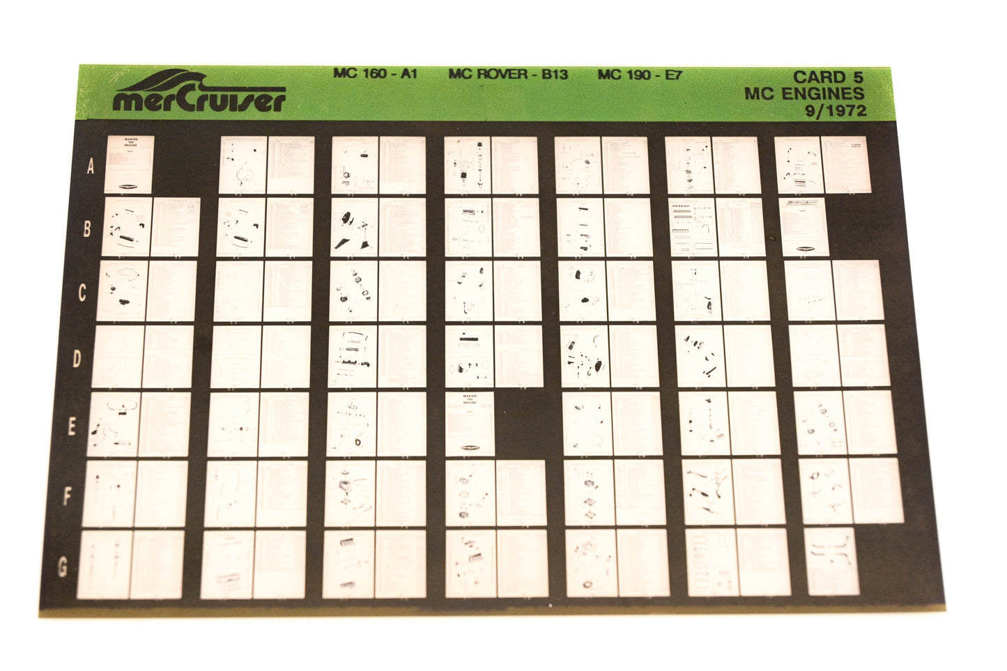 Mercruiser XM008-42 MC Engines 160-A1, Rover-B13, 190-E7 Card 5 Microfiche