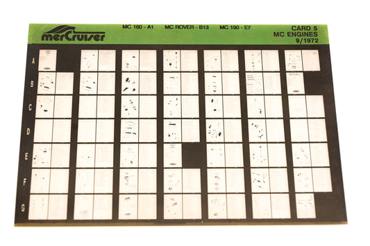 Mercruiser XM008-42 MC Engines 160-A1, Rover-B13, 190-E7 Card 5 Microfiche