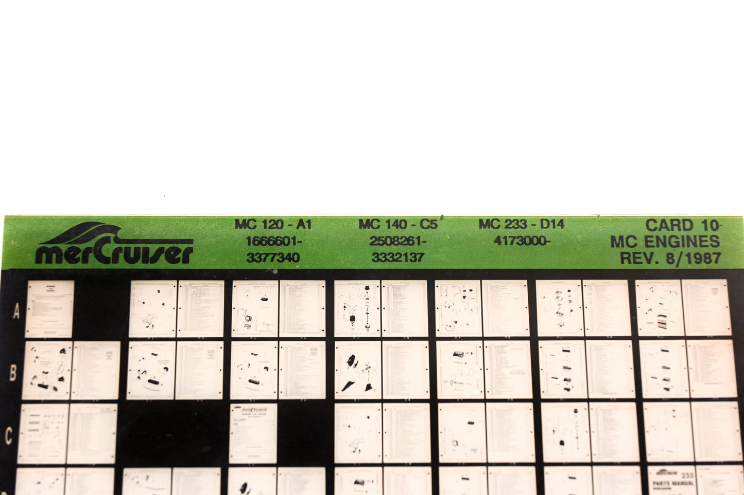 Mercruiser XM008-47 MC Engines 120-A1, 140-C5, 233-D14 Card 10 Microfiche