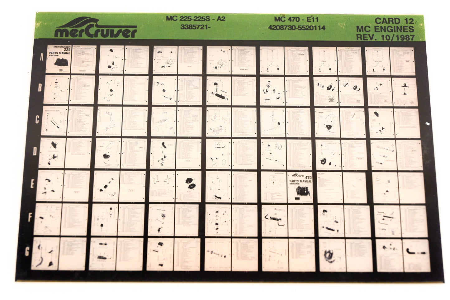 Mercruiser XM008-49 MC Engines 225-225S-A2, 470-E11, 3385721-, 4208730-5520114 Card 12 Microfiche