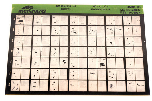 Mercruiser XM008-49 MC Engines 225-225S-A2, 470-E11, 3385721-, 4208730-5520114 Card 12 Microfiche
