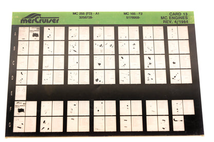 Mercruiser XM008-50 MC Engines 225(FD)-A1, 165-F2, 3258728-, 5178959- Card 12 Microfiche