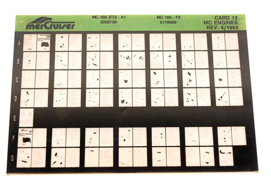 Mercruiser XM008-50 MC Engines 225(FD)-A1, 165-F2, 3258728-, 5178959- Card 12 Microfiche