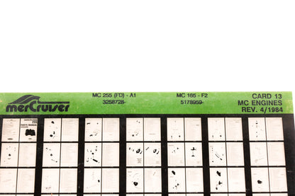 Mercruiser XM008-50 MC Engines 225(FD)-A1, 165-F2, 3258728-, 5178959- Card 12 Microfiche
