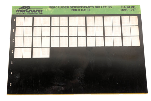 Mercruiser XM008-51 1997 Service/Parts Bulletins Index Card IN1 Microfiche
