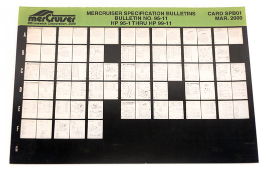 Mercruiser XM008-54 Specs Bulletins No.95-11 HP95-1 Thru HP99-11 Card SPB01 Microfiche