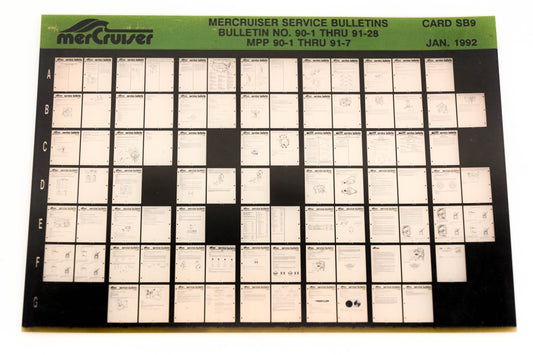 Mercruiser XM008-63 Bulletins No.90-1 Thru 91-28 MPP 90-1 Thru 91-7 Card SB9 Microfiche