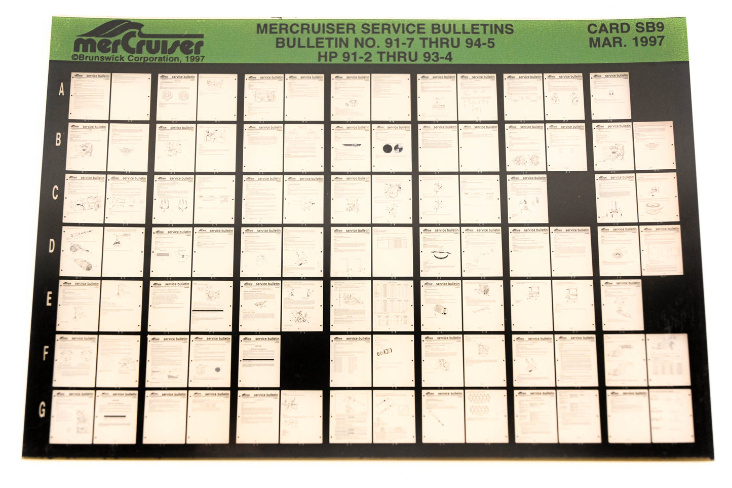 Mercruiser XM008-65 Bulletins No.91-7 Thru 94-5 HP 91-2 Thru HP 93-4 Card SB9 Microfiche