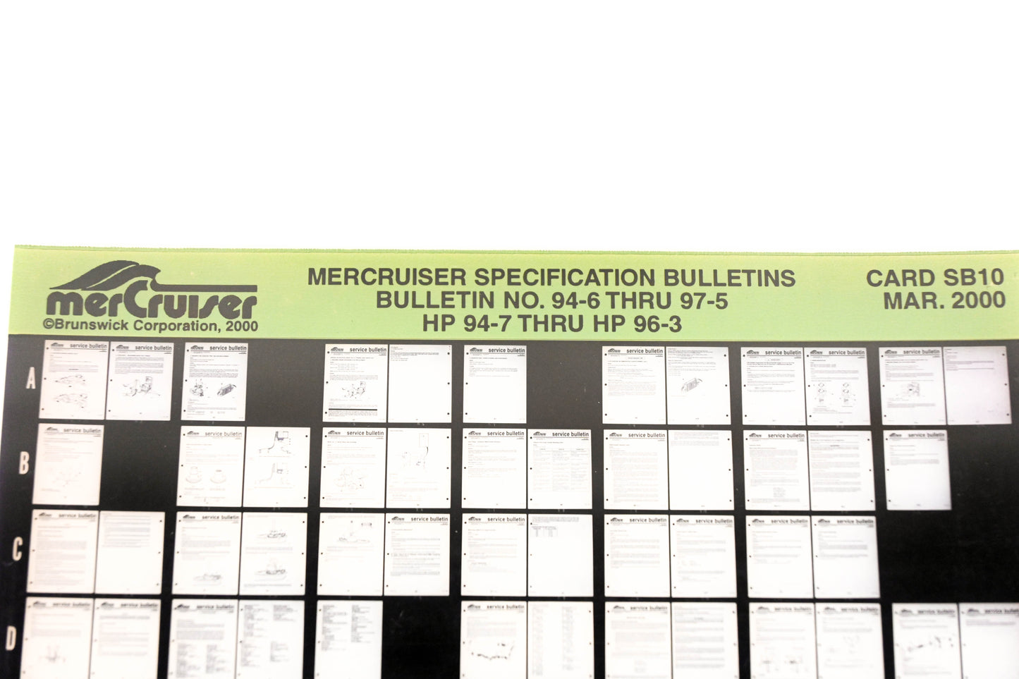 Mercruiser XM008-66 Bulletins No.94-6 Thru 97-5 HP 94-7 Thru HP 96-3 Card SB10 Microfiche
