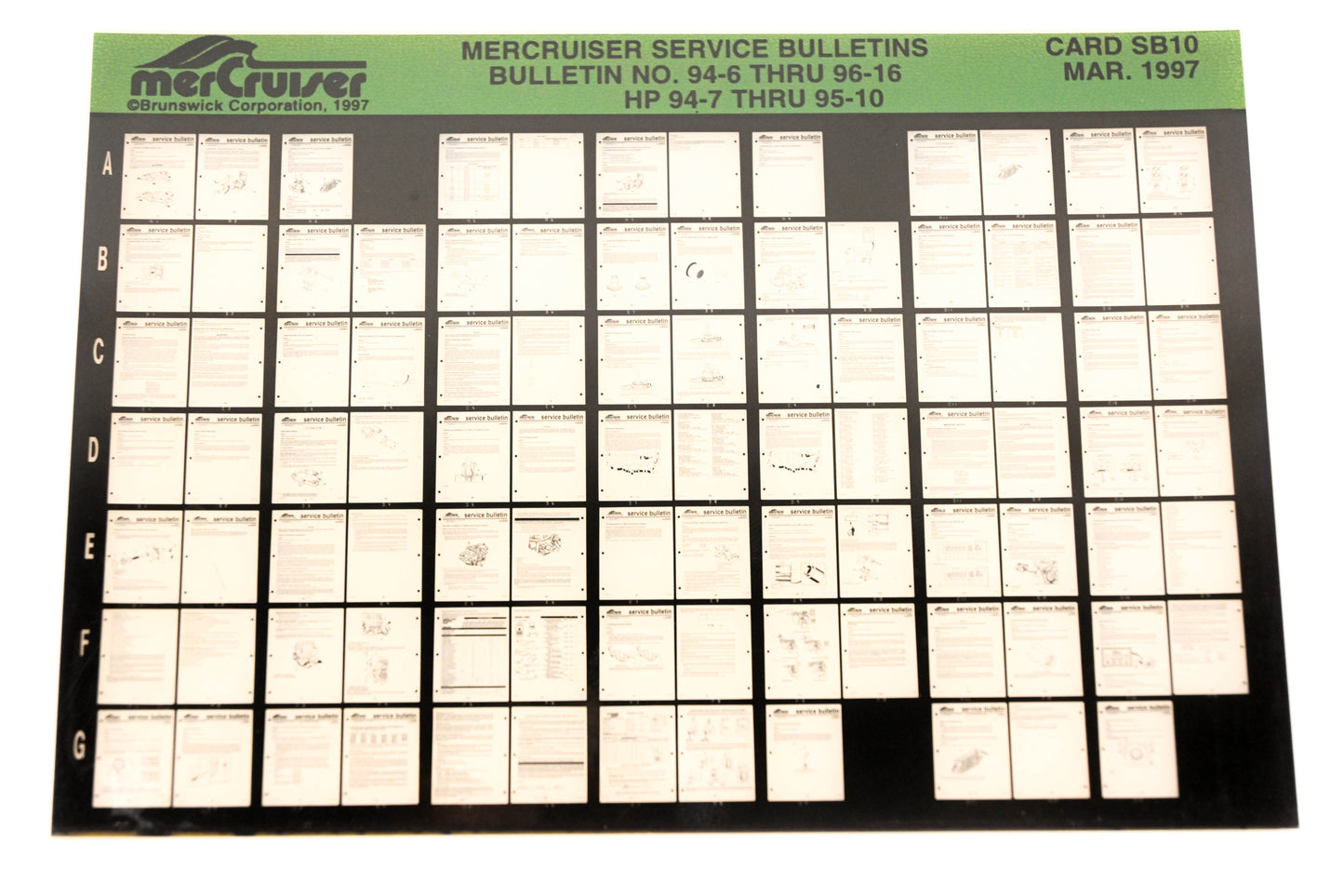 Mercruiser XM008-67 Bulletins No. 94-6 Thru 96-16 HP 94-7 Thru 95-10 Card SB10 Microfiche