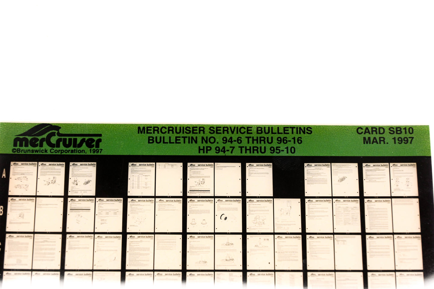 Mercruiser XM008-67 Bulletins No. 94-6 Thru 96-16 HP 94-7 Thru 95-10 Card SB10 Microfiche