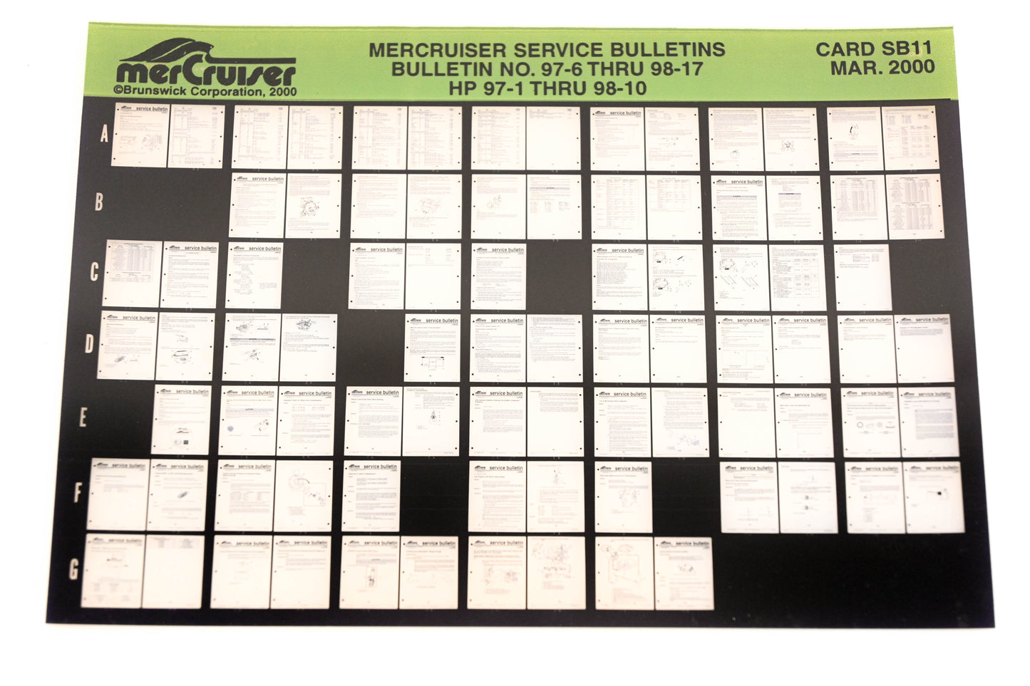 Mercruiser XM008-68 Bulletins No.97-6 Thru 98-17 HP 97-1 Thru 98-10 Card SB11 Microfiche