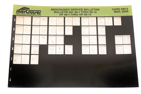 Mercruiser XM008-70 Bulletins No.99-1 Thru 99-12 HP 99-1 Thru HP 99-10 Card SB12 Microfiche