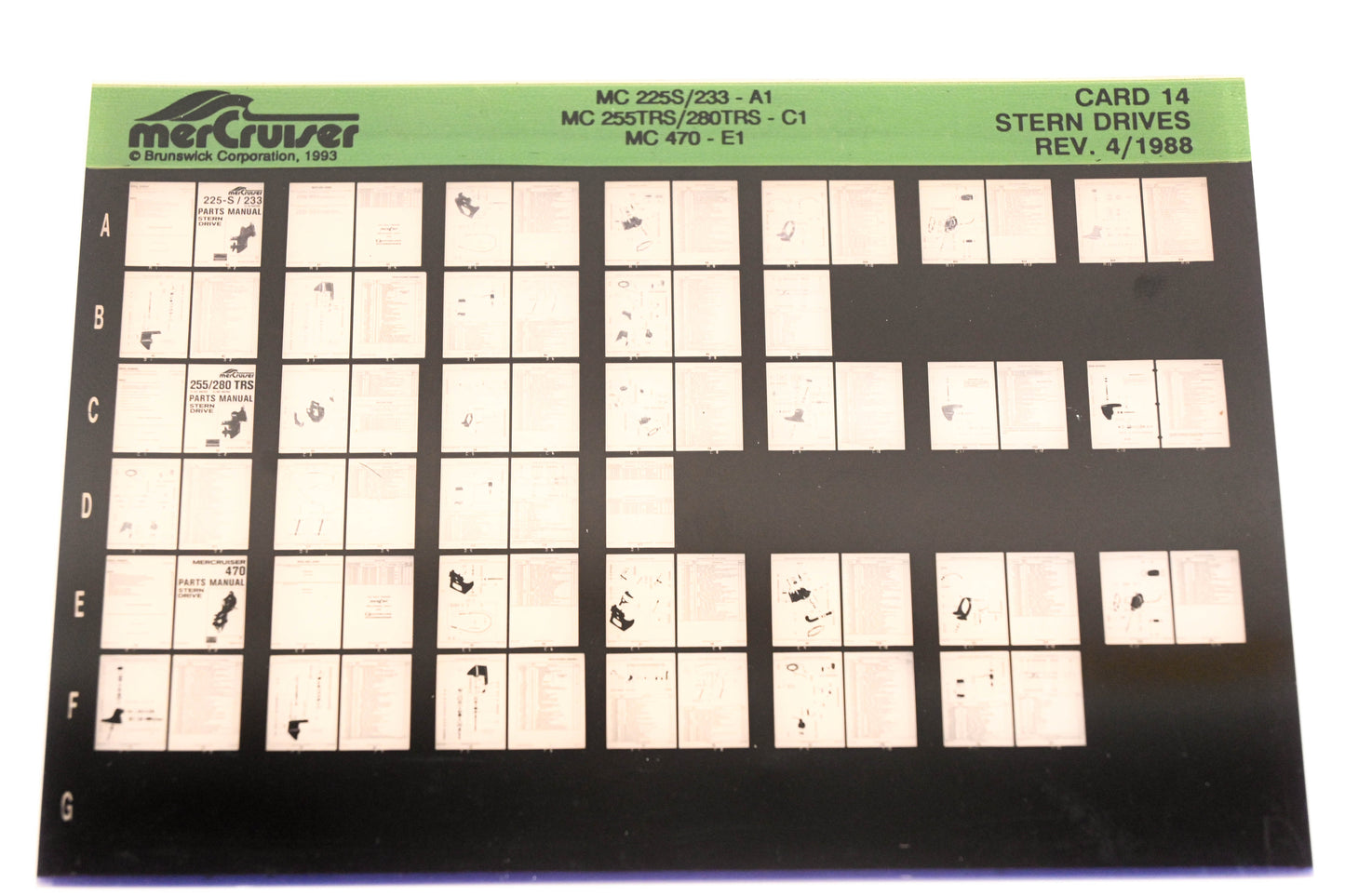 Mercruiser XM008-71 Stern Drives MC 225S/233-A1, 255TRS/280TRS-C1, 470-E1 Card 14 Microfiche