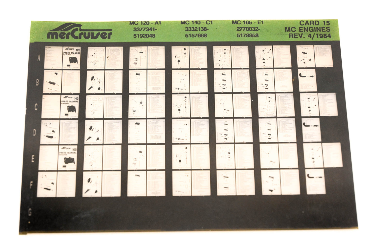 Mercruiser XM011-22 MC Engines 120-A1, 140-C1, 165-E1 Card 15 Microfiche