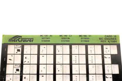 Mercruiser XM011-22 MC Engines 120-A1, 140-C1, 165-E1 Card 15 Microfiche