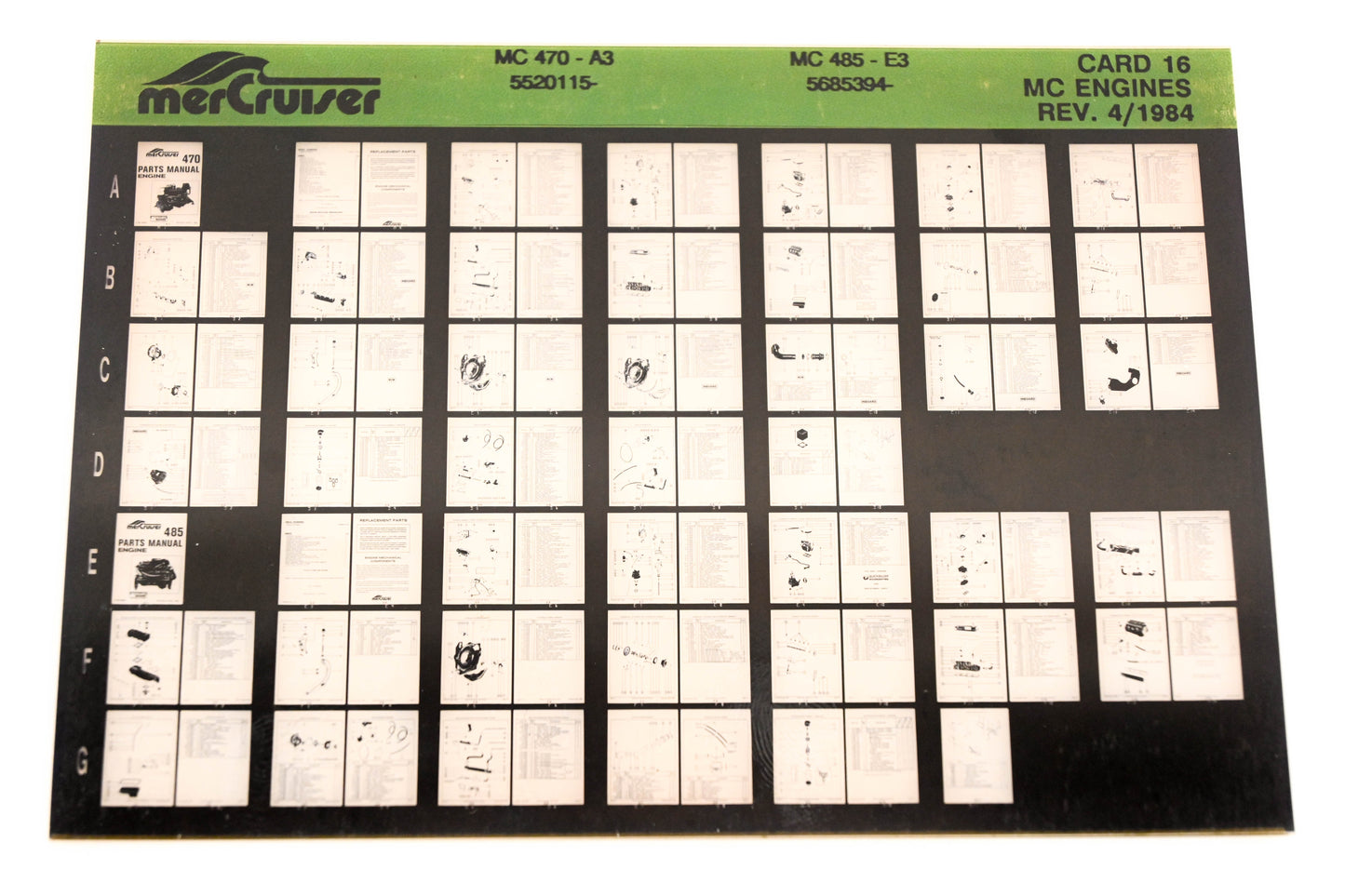Mercruiser XM011-23 MC Engines 470-A3, 485-E3, 5520115-, 5685394- Card 16 Microfiche