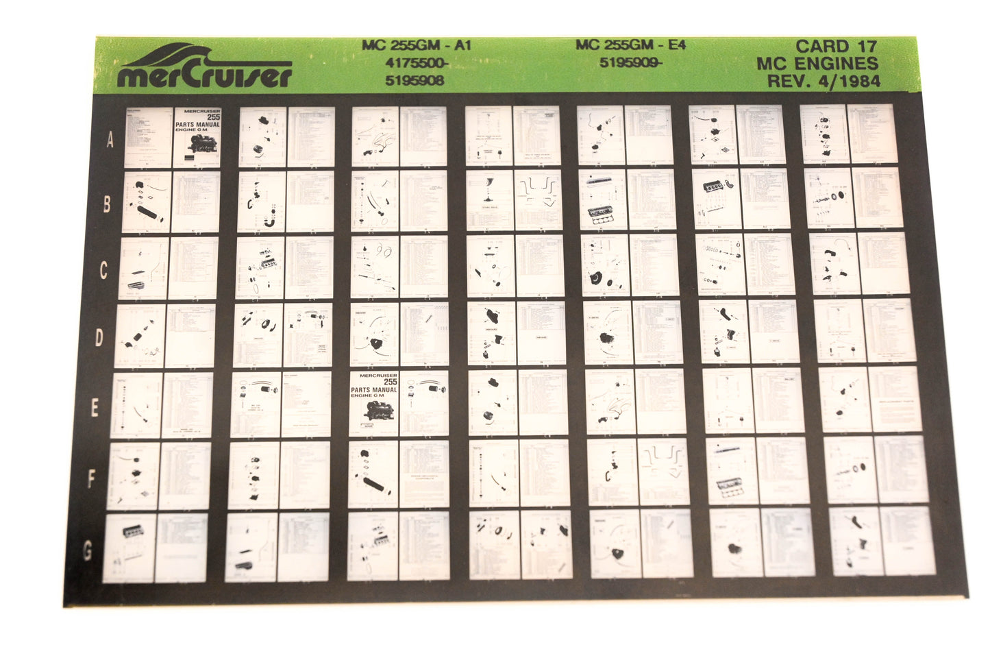 Mercruiser XM011-24 MC Engines 255GM-A1, 225GM-E4, Card 17 Microfiche