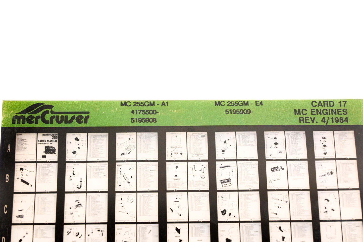 Mercruiser XM011-24 MC Engines 255GM-A1, 225GM-E4, Card 17 Microfiche