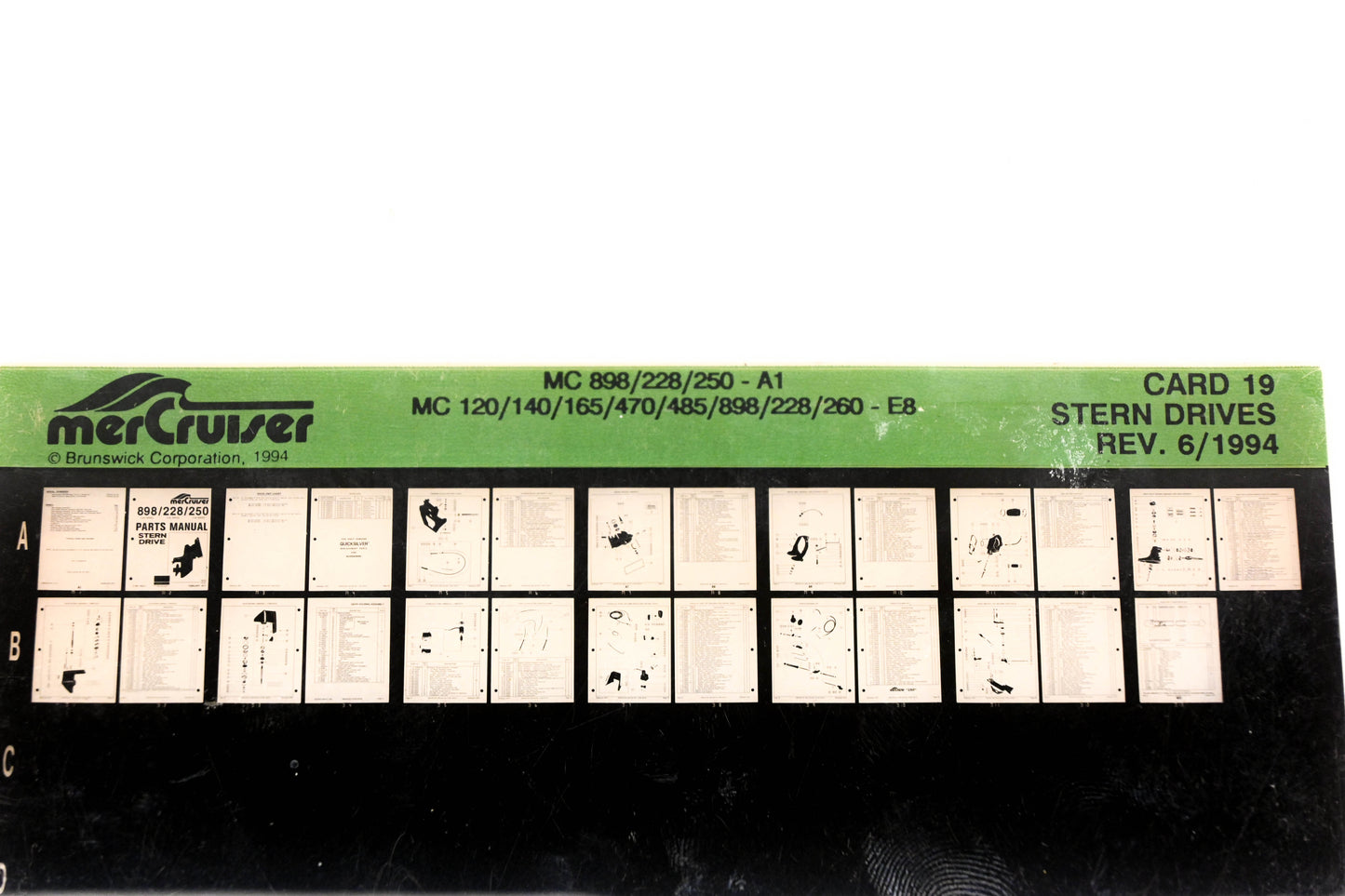 Mercruiser XM011-26 Stern Drives 898/228/250-A1, 120/140/165/470/485/898/228/260-E8 Card 19 Microfiche