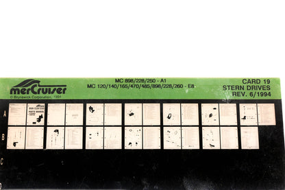 Mercruiser XM011-26 Stern Drives 898/228/250-A1, 120/140/165/470/485/898/228/260-E8 Card 19 Microfiche