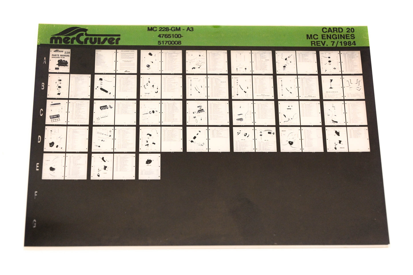Mercruiser XM011-27 MC Engines 228-GM-A3, 4765100-5170008 Card 20 Microfiche