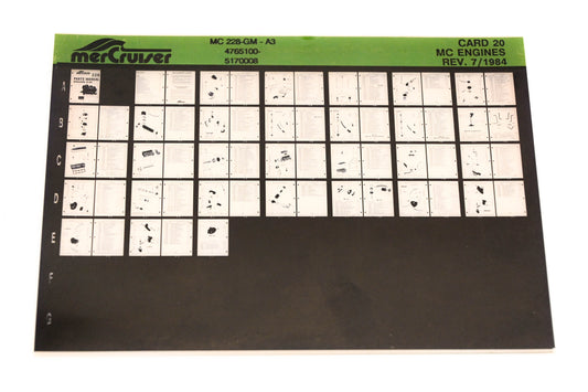 Mercruiser XM011-27 MC Engines 228-GM-A3, 4765100-5170008 Card 20 Microfiche