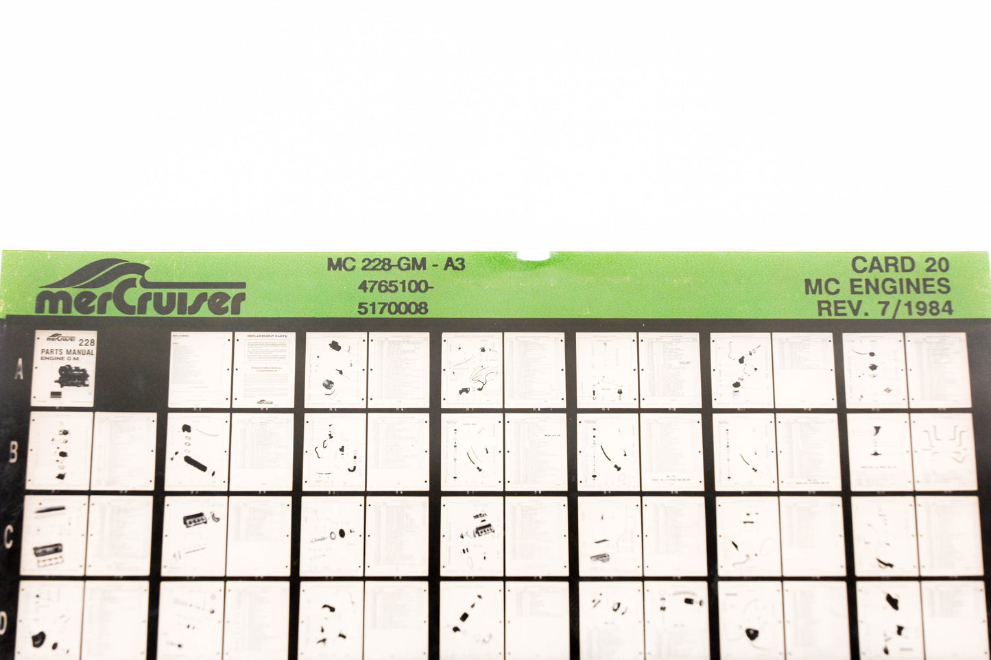 Mercruiser XM011-27 MC Engines 228-GM-A3, 4765100-5170008 Card 20 Microfiche
