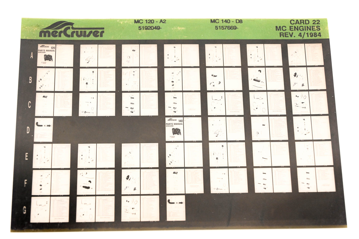 Mercruiser XM011-29 MC Engines 120-A2, 140-D8, 5192049-, 5157669- Card 22 Microfiche