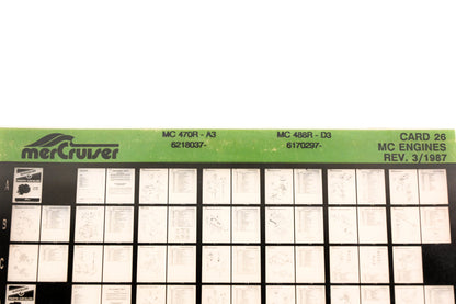 Mercruiser XM011-33 MC Engines 470R-A3, 488R-D3, 6218037-, 6170297- Card 26 Microfiche