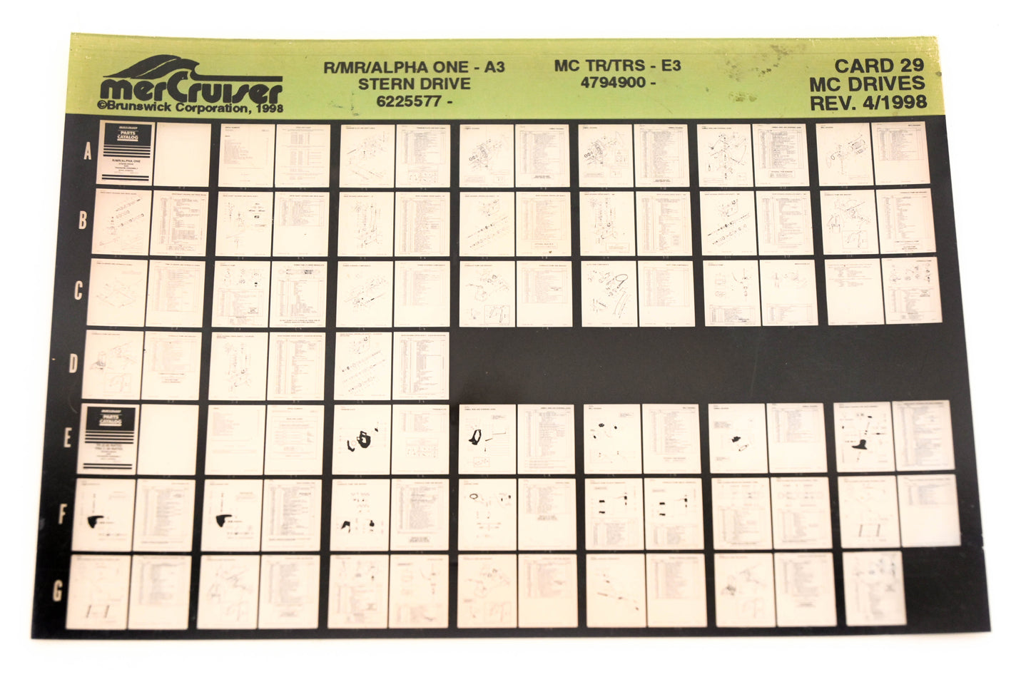 Mercruiser XM011-36 MC R/MR/Alpha One-A3, TR/TRS-E3, 6225577-, 4794900 Card 29 Microfiche