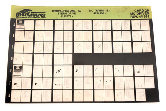 Mercruiser XM011-36 MC R/MR/Alpha One-A3, TR/TRS-E3, 6225577-, 4794900 Card 29 Microfiche