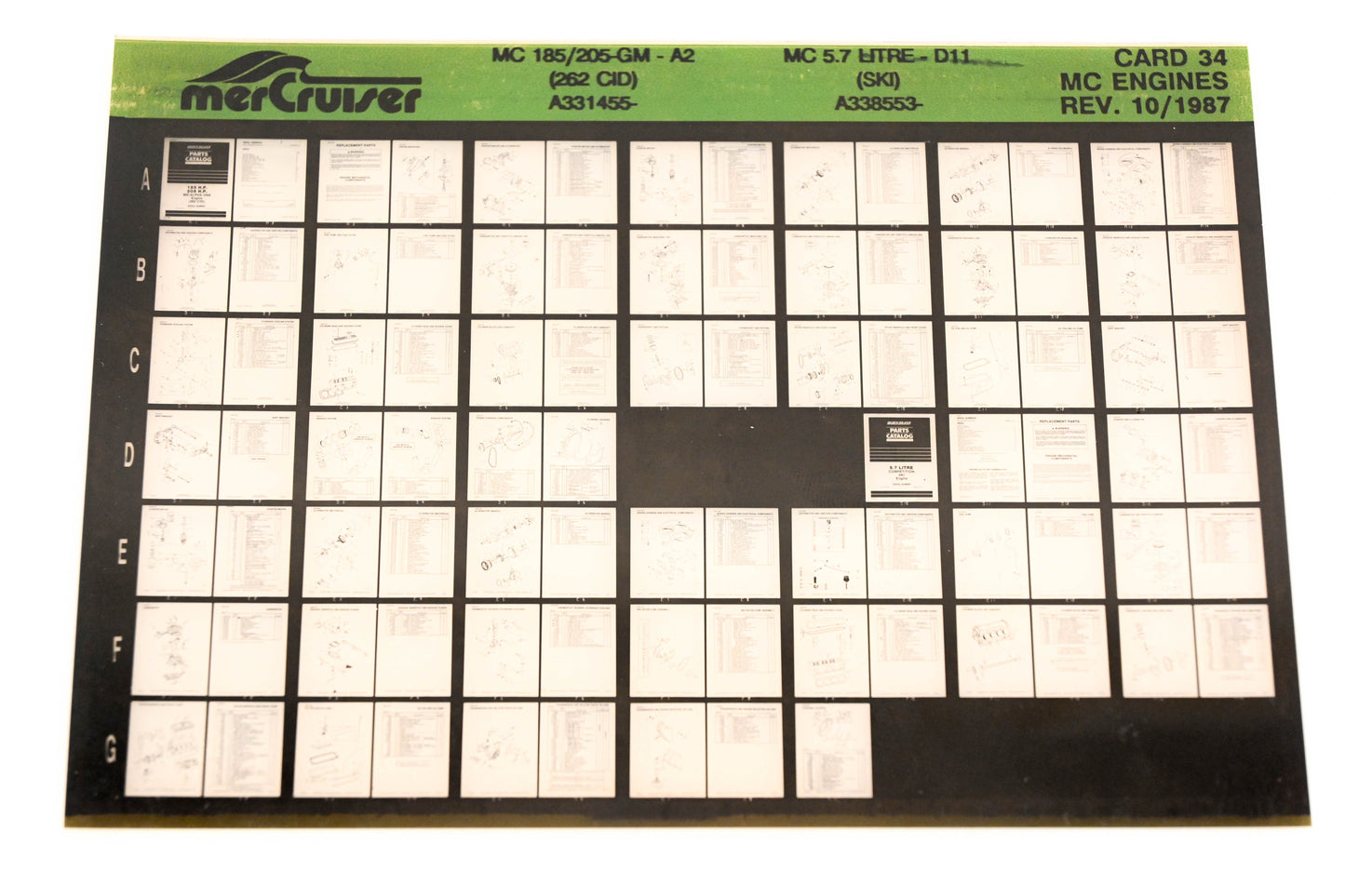 Mercruiser XM011-41 MC185/205GM-A2, 5.7L-D11, A331455,A338553 Card 34 Microfiche